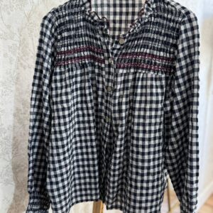 Camisa panel de abaje azul con burdeos