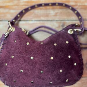 Bolso pequeño burdeos abalorios